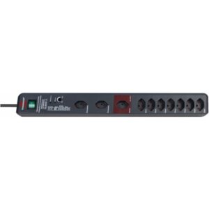 Secure-Tec 19.500A Überspannungsschutz-Automatiksteckdosenleiste 10-fach anthrazit 3m H05VV-F 3G1,5 1xMaster 7xSlave 2xPermanent
