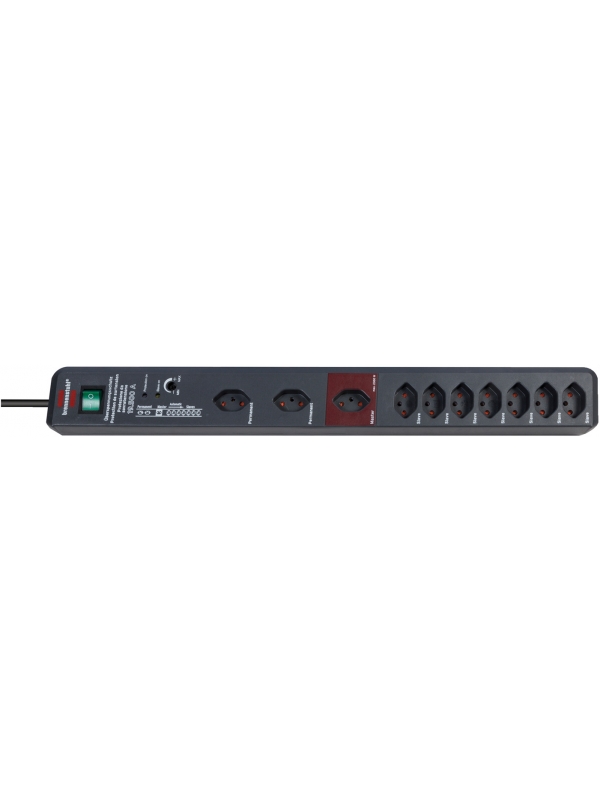 Secure-Tec 19.500A Überspannungsschutz-Automatiksteckdosenleiste 10-fach anthrazit 3m H05VV-F 3G1,5 1xMaster 7xSlave 2xPermanent
