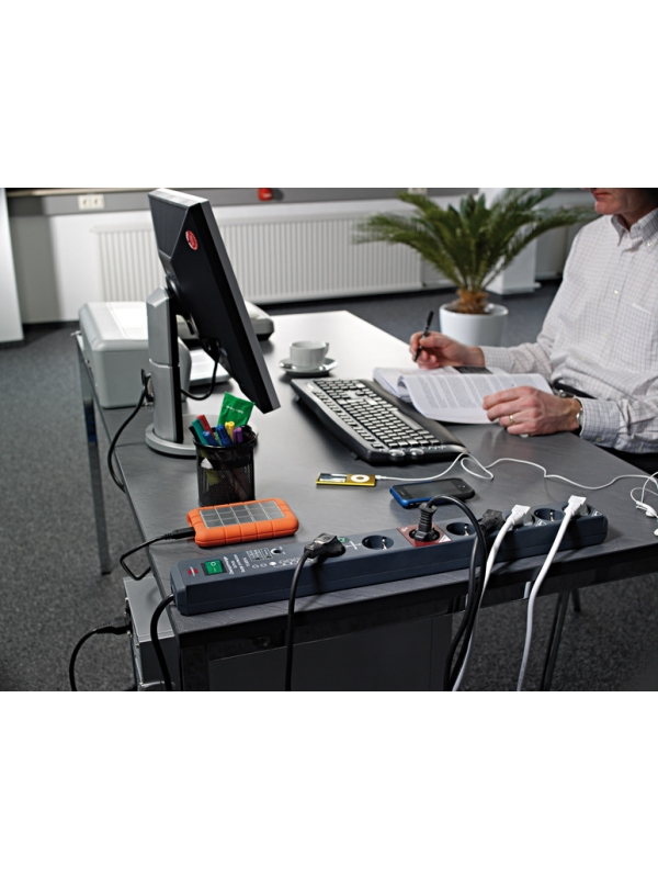Secure-Tec 19.500A Überspannungsschutz-Automatiksteckdosenleiste 10-fach anthrazit 3m H05VV-F 3G1,5 1xMaster 7xSlave 2xPermanent – Bild 2