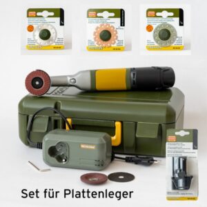 Proxxon Akku-Langhals-Winkelschleifer LHW/A Plattenleger-Set (inkl. 2 Akkus & Diamantscheiben)