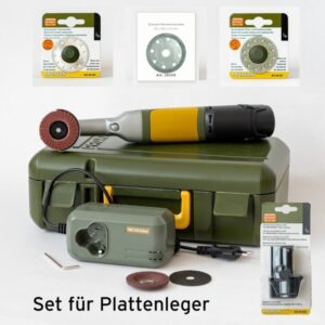Proxxon Akku-Langhals-Winkelschleifer LHW/A Plattenleger-Set (inkl. 2 Akkus & Diamantscheiben)