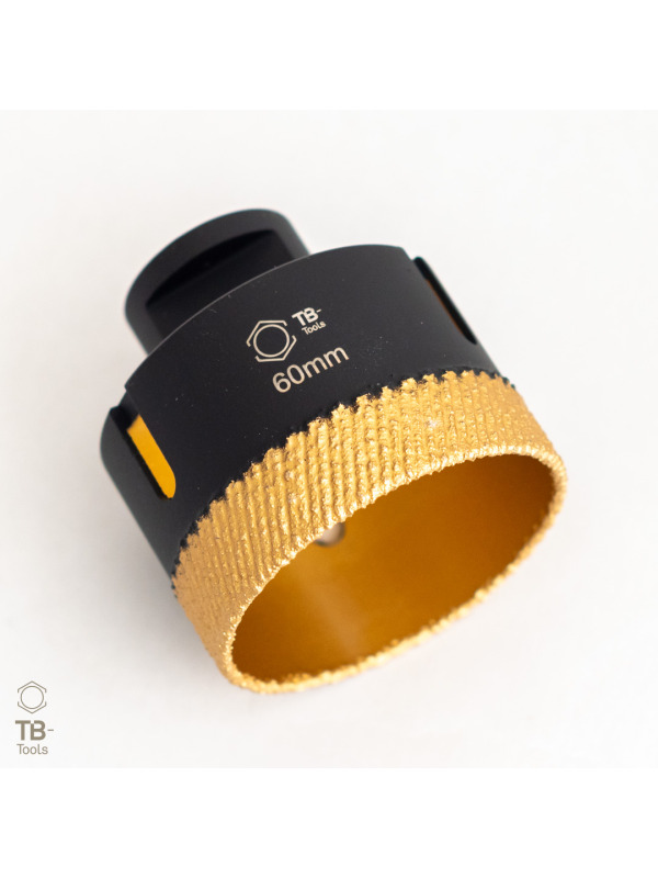 Profi Diamantbohrkrone 60mm M14 GoldCut für extrem hartes Feinsteinzeug – Bild 2