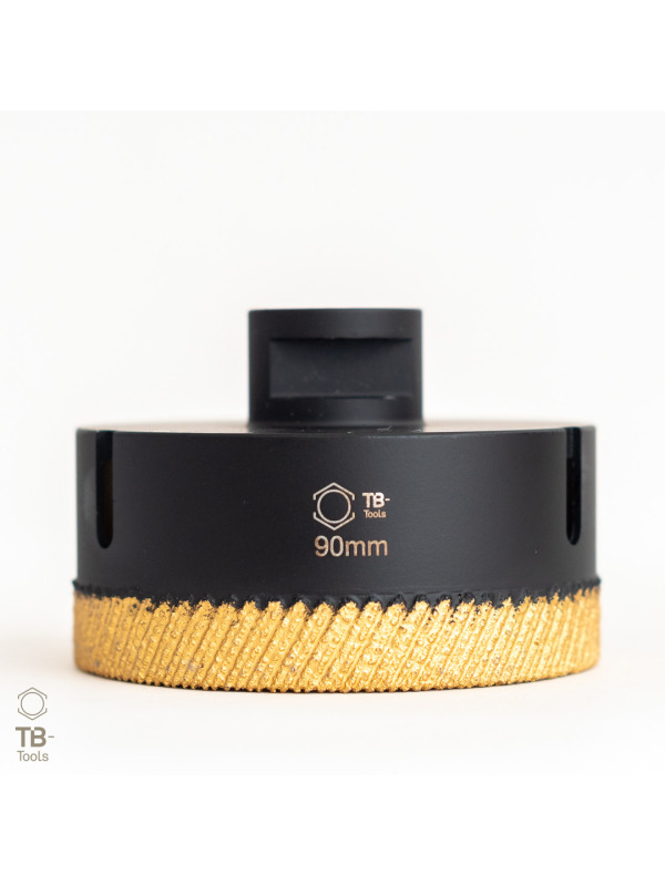 Profi Diamantbohrkrone 90mm M14 GoldCut für extrem hartes Feinsteinzeug