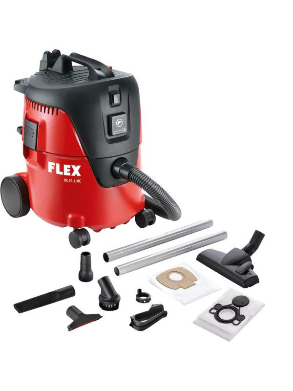 FLEX VC 21 L MC Nass-Trockensauger Set (20L, inkl. Reinigungsset & Vlies-Säcke)