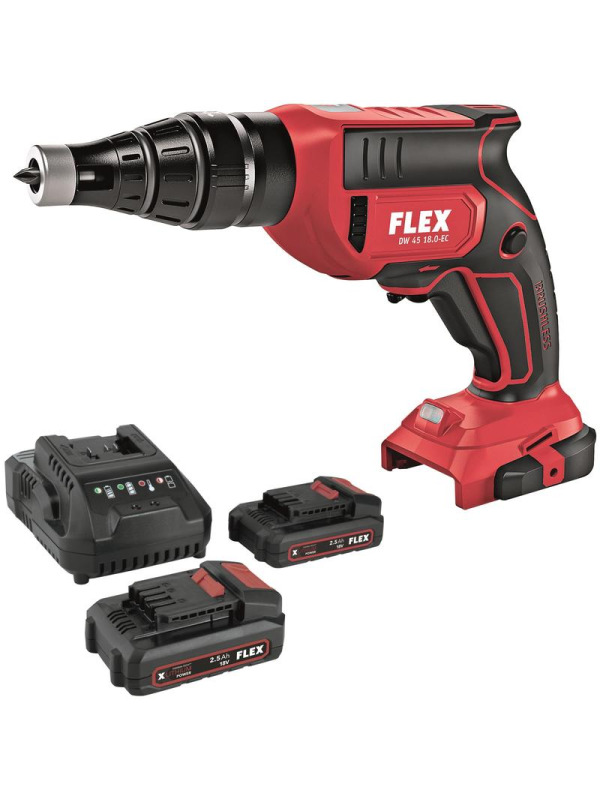 FLEX DW 45 18-EC Set Akku-Trockenbauschrauber 18V (inkl. Akkus & Zubehör)