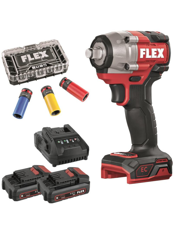 FLEX IW 1/2" 400 18-EC Set Akku-Schlagschrauber (inkl. Akkus & Nüsse)