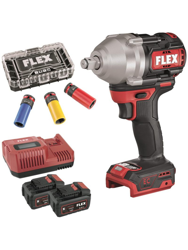 FLEX IW 1/2" 750 18-EC Set Akku-Schlagschrauber (inkl. Akkus & Nüsse)