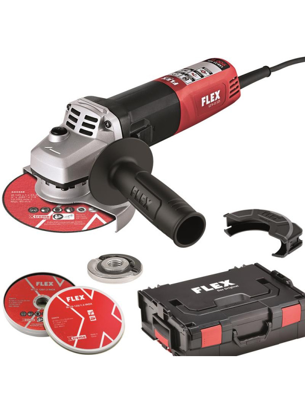 FLEX LE 9-11 125 Winkelschleifer-Set 900W inkl. L-BOXX & 10 INOX-Scheiben
