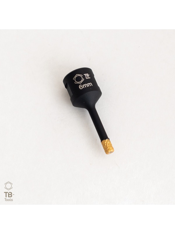 Profi Diamantbohrer 6 mm M14 GoldCut schräg mit goldener Diamantkrone und M14-Aufnahme