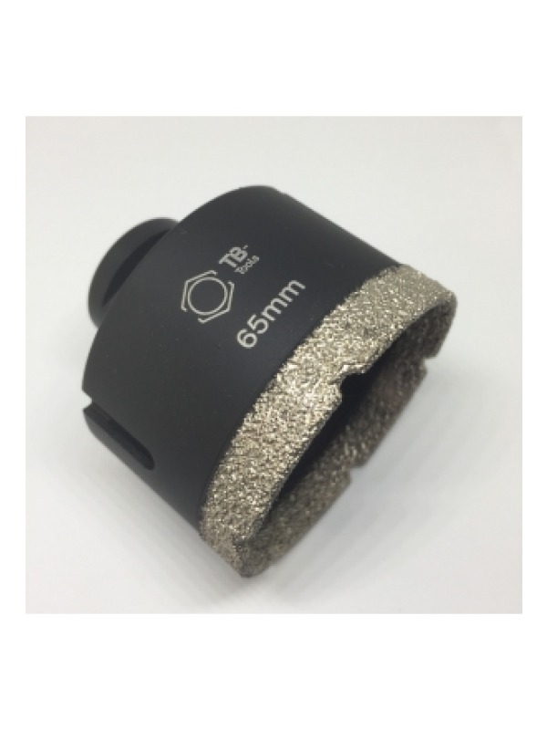 Profi Diamantbohrkrone 65 mm M14 SilverCut liegend mit silbergrauem Bohrkranz