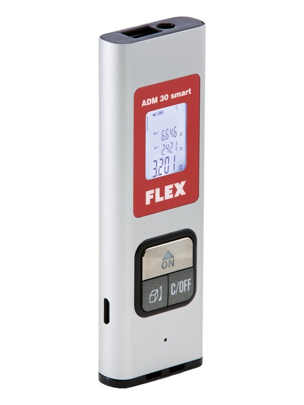 FLEX ADM 30 Smart Laser-Distanzmesser mit beleuchtetem Display und Tasten, Vorderansicht