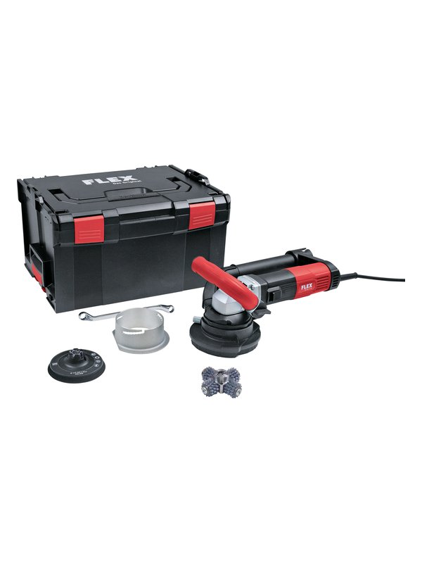 FLEX RE 16-5 115 Kit Fräskopf spitz: Sanierungsschleifer mit Absaughaube, Stelltisch, Fräskopf, Schleifteller, L-BOXX