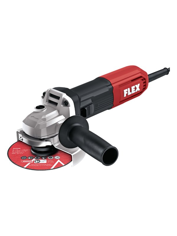 Meuleuse d’angle FLEX L 1100 125 avec poignée supplémentaire et capot de protection, vue de trois quarts avant