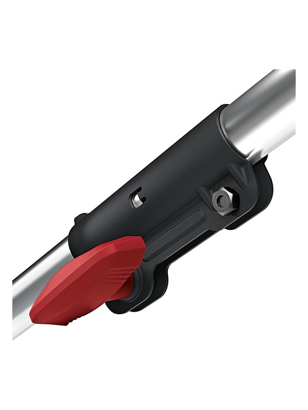 Klemmverschluss mit rotem Hebel am Schaft des FLEX GLT 35 18-EC Akku-Rasentrimmers, Detailansicht