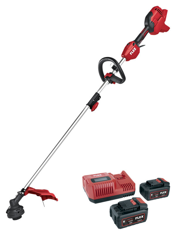 FLEX GLT 35 18-EC Akku-Rasentrimmer Set mit Schnellladegerät CA 12/18 und 2 Akkus AP 18/5.0 Ah