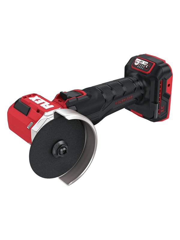 FLEX LBE 76 18-EC C Akku-Mini-Winkelschleifer, Solo-Gerät ohne Akku, Ansicht schräg von vorne