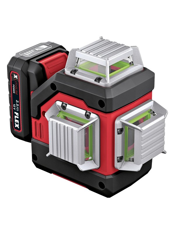 FLEX ALC 3/360-G/R 12 Akku-Linienlaser mit Akku AP 12/2.5 Ah, Ansicht von der Akkuseite