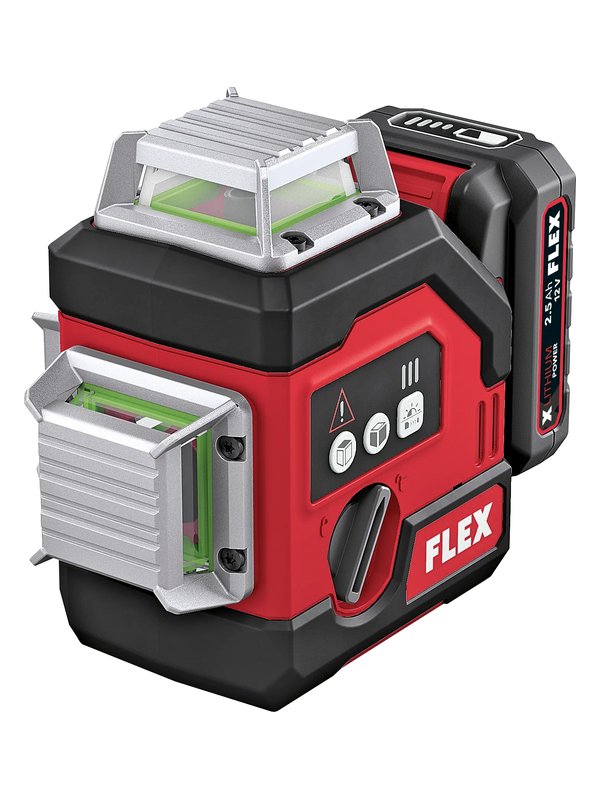 FLEX ALC 3/360-G/R 12 Akku-Linienlaser grün mit Akku AP 12/2.5 Ah, Ansicht schräg von vorne