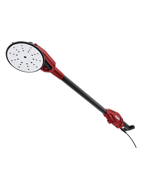 FLEX Giraffe GE 6 X-EC, Ansicht auf den Exzenterschleifkopf mit gelochtem Klett-Schleifpapier