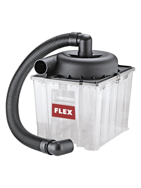 Préséparateur FLEX VCE-PS 25 Cyclone avec tuyau d’aspiration raccordé, vue de face